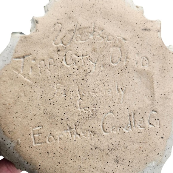 Earthen Candle Co Jackson Tipp City Ohio Leaf Shaped Ceramic Dish Plate Tray - Picture 5 of 5